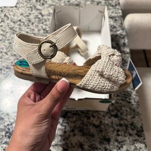 Girls' Cream Crochet Knot Sandals - Childrens','